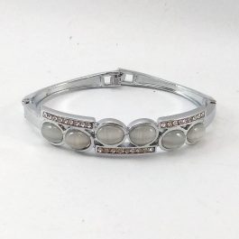 Silver Tone Faux Moonstone Embellished Bracelet For Women (Bt_018)