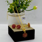 Gold Plated Red/White Stones S...