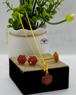 Gold Plated Red/White Stones S...