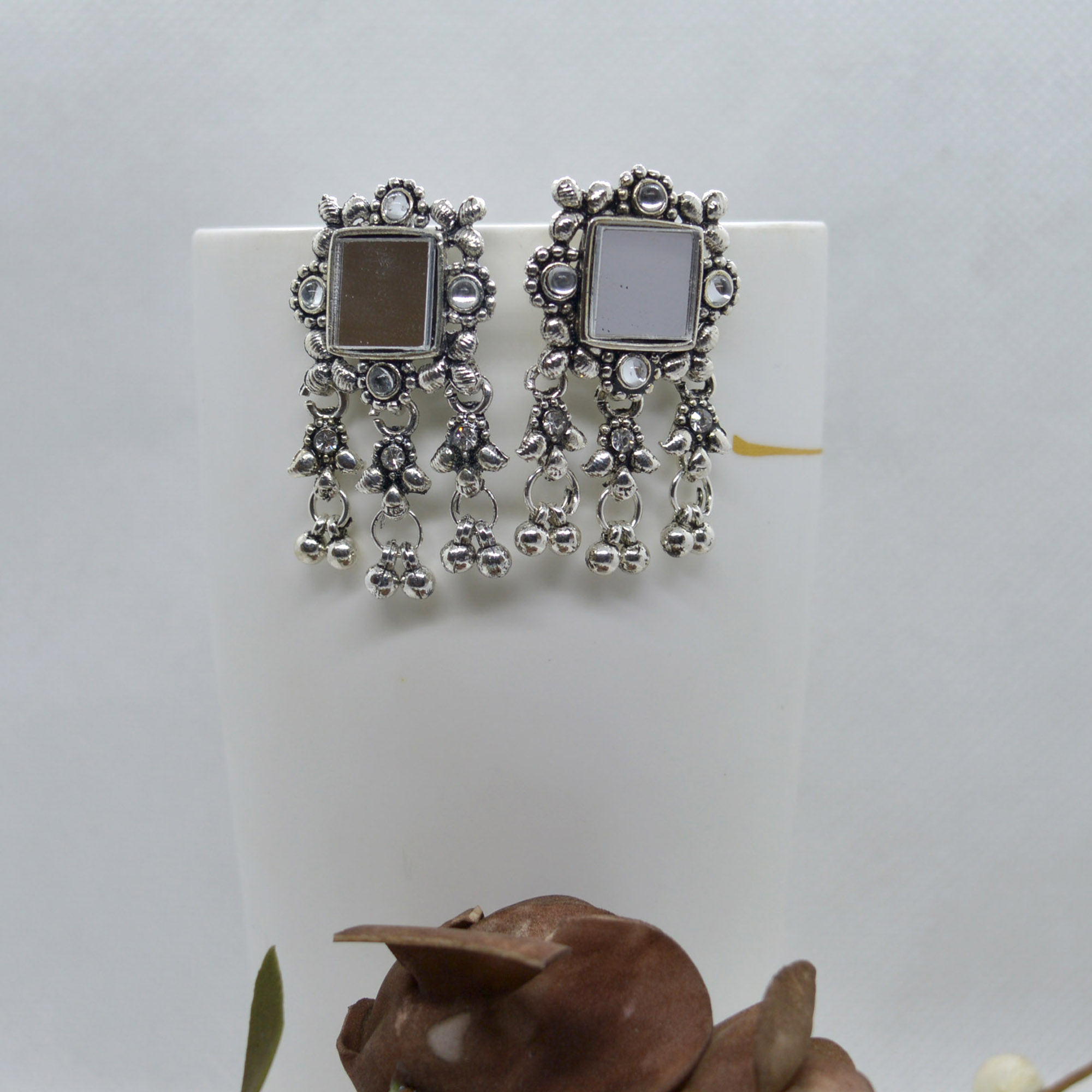 Silver Square Mirror Top Stone...