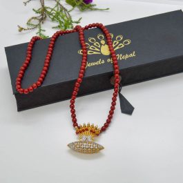 Jewels of Nepal Australian Diamond Traditional Faux Muga Beaded Tayo Mala For Women