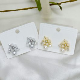 Jewels of Nepal Flower Designed Simulated Pearl Stud Earrings for Women