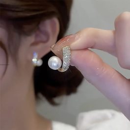 Jewels of Nepal Simulated Pearl & Stones Studded Stud Earrings For Women