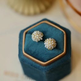 Jewels of Nepal Faux Pearl & CZ Stone Stud Earrings for Women