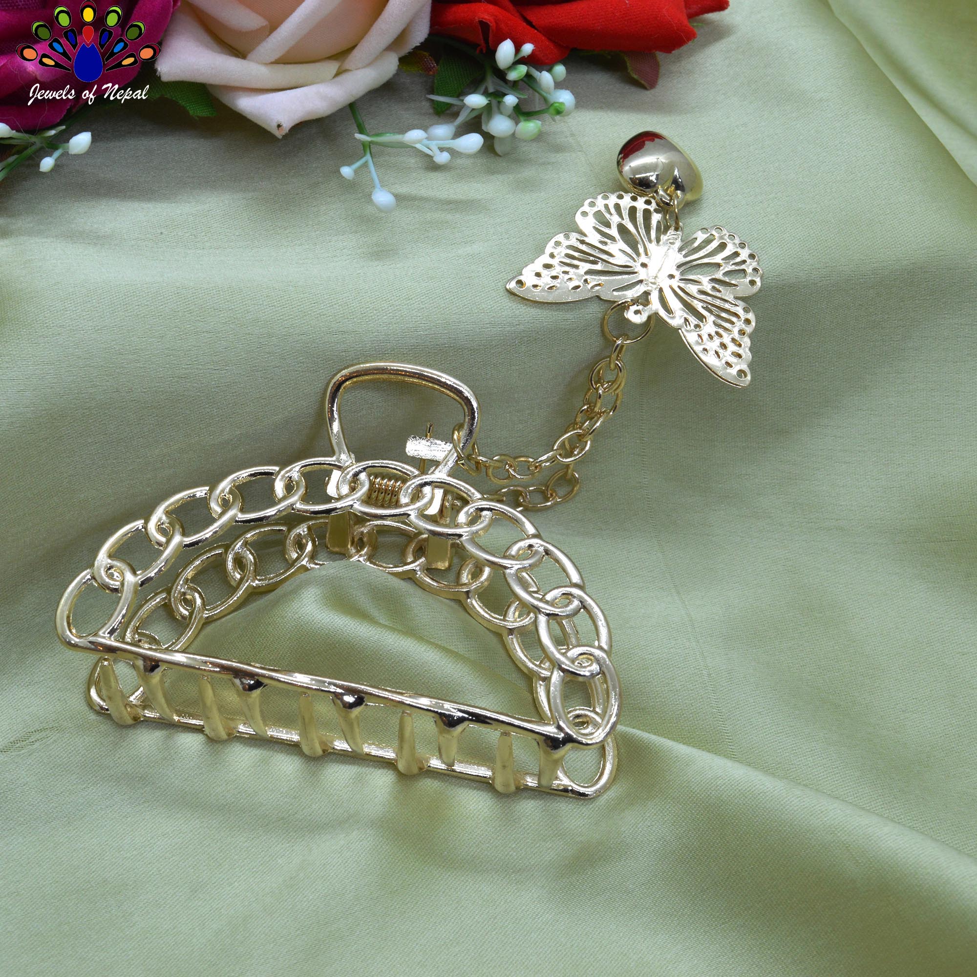 Jewels Of Nepal New Butterfly Designed Metal Hair Claw Clip For Women - Image 6