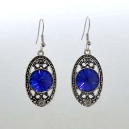 Jewels Of Nepal Shiny Stoned Antique Style Oval Drop Earrings For Women