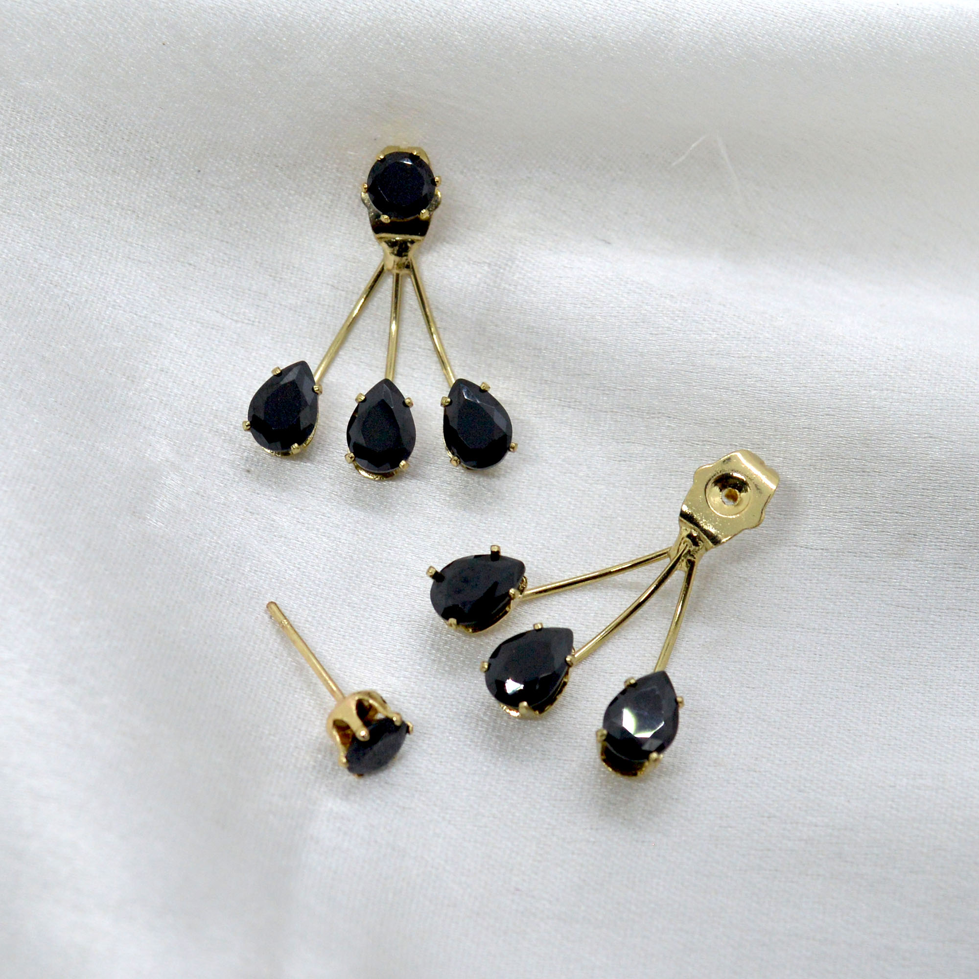 Jewels of Nepal Stylish Drop Shaped Stone Double Sided Ear Studs For Women - Image 6