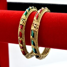 Jewels Of Nepal Antique golden Metallic Set Bangles For Women