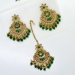 Jewels of Nepal Stone Embellished Multi-coloured Mangtika and Earrings Set for Women