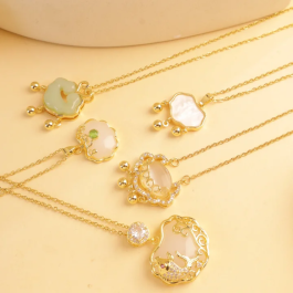 Jewels of Nepal White Stoned Dainty Locket Chain for Women