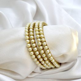 Jewels of Nepal 4pcs Faux Pearl Metal Bangles for Women