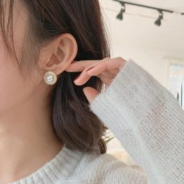 Jewels of Nepal Simulated Pearl & CZ Stones Studded Stud Earrings for Women