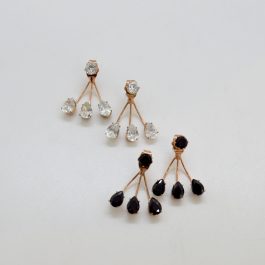 Jewels of Nepal Stylish Drop Shaped Stone Double Sided Ear Studs For Women