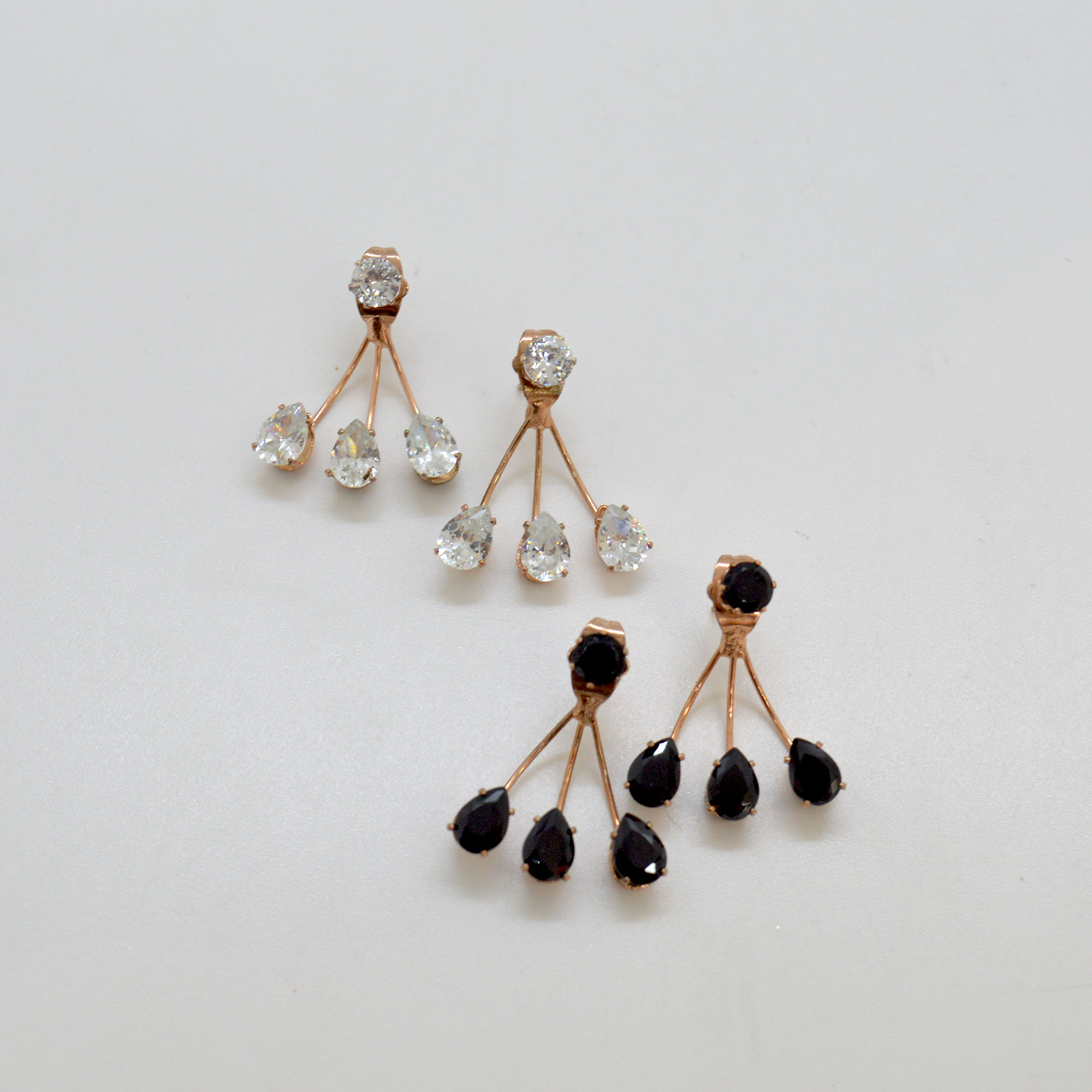Jewels of Nepal Stylish Drop Shaped Stone Double Sided Ear Studs For Women
