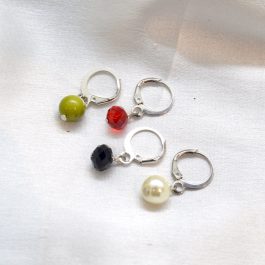 Jewels of Nepal Multi Coloured Round Crystal / Beads Juli Drop Earrings for Women