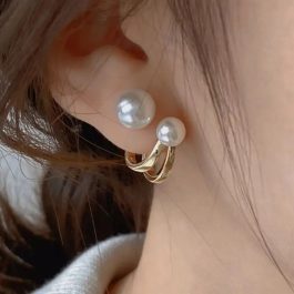 Jewels of Nepal Faux Pearl Double Sided Ear Studs For Women