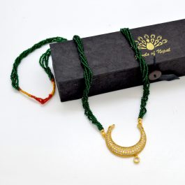 Jewels Of Nepal Gold Plated Crescent Moon Hydro Crystal Mala / Necklace For Women