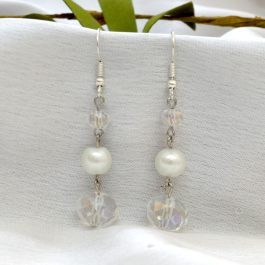 Jewels Of Nepal Faux Pearl & Crystal Earrings For Women