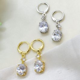 Jewels of Nepal CZ Stoned Drop Designed Juli Earrings for Women