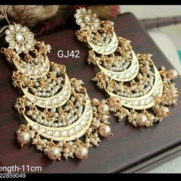 Jewels Of Nepal Brass Kundan Earrings For Women