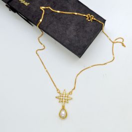 Jewels of Nepal Gold Plated Drop Stoned North Start Designed Pendant / Locket Chain for Women