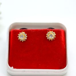 Jewels of Nepal Simulated Pearl Gold Plated Sided Stud Earrings for Women