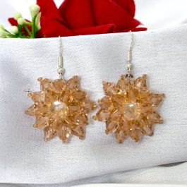Jewels of Nepal Crytal Flower Designed Multi Coloured Drop Earrings For Women