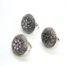 Jewels of Nepal Multi-coloured Adorned Oxidized Adjustable Finger Ring For Women