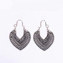 Jewels of Nepal Antique Designed Hoop Style Drop Earrings For Women