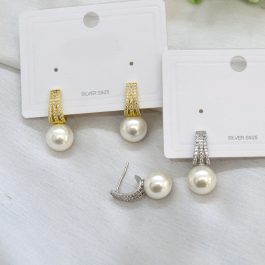 Jewels of Nepal Simulated Pearl & Stones Studded Juli Style Stud Earrings For Women