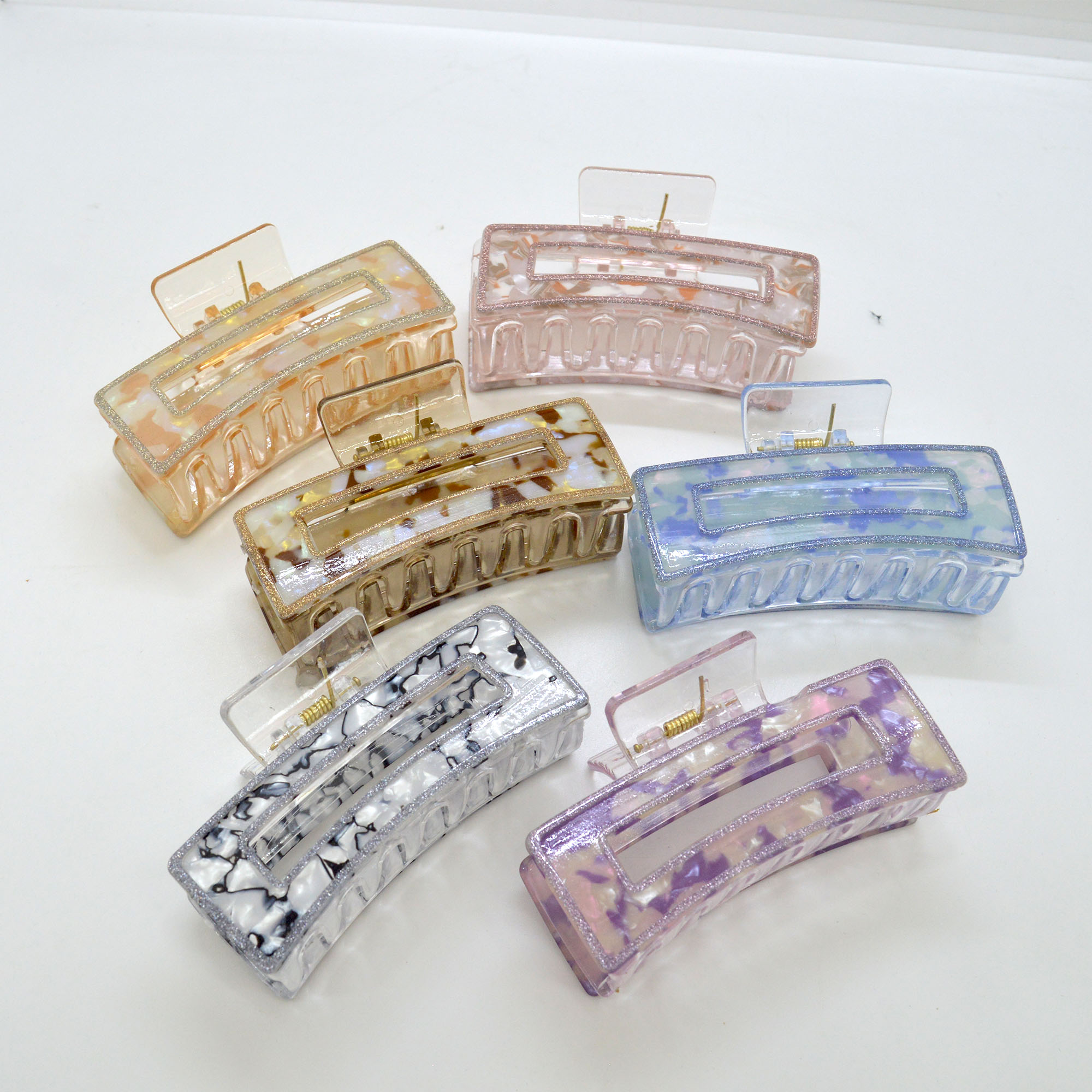 Jewels of Nepal Glitter Textured Acrylic Trendy Hair Claw Clip For Women