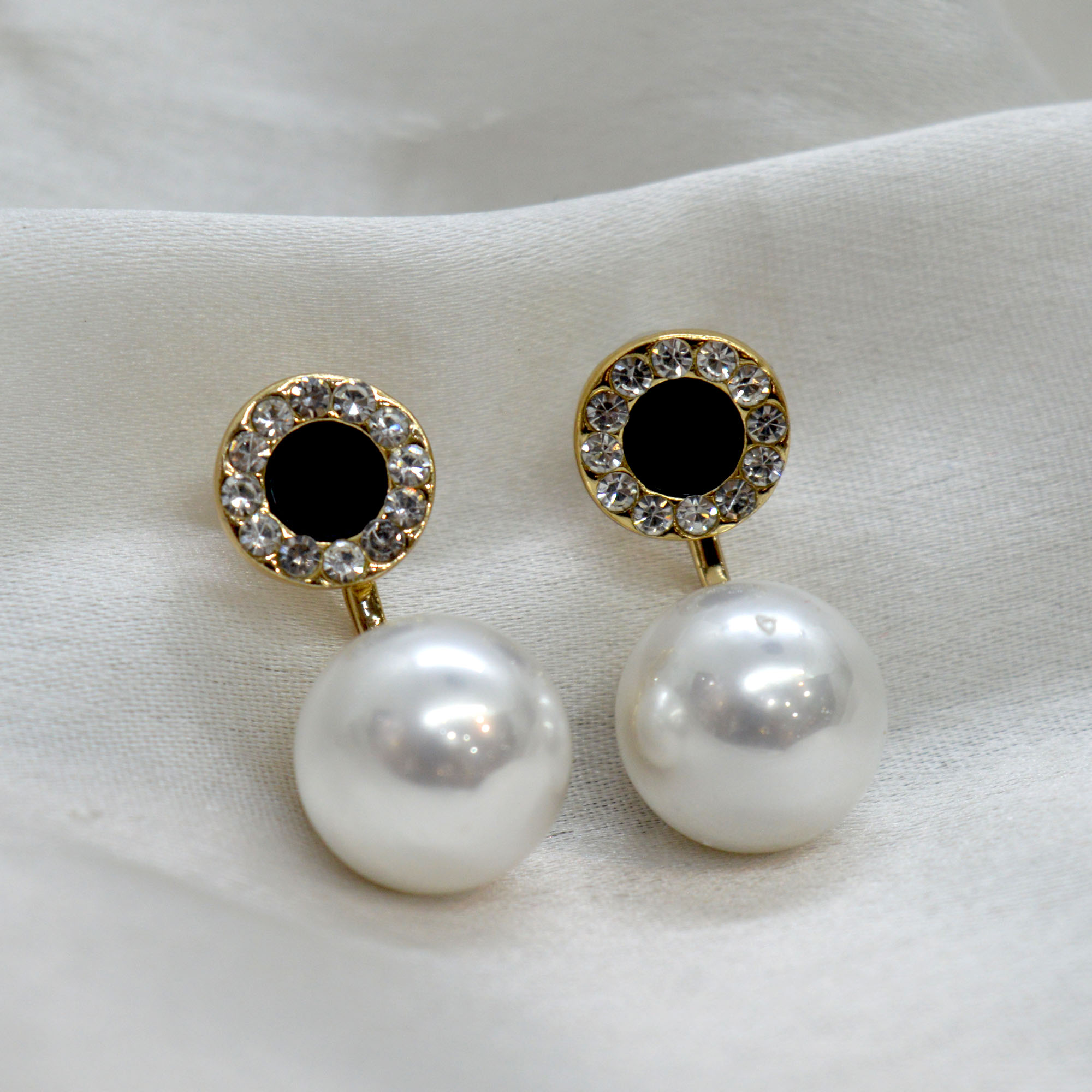 Jewels of Nepal Simulated Faux Stones With Pearl Stud Earrings For Women - Image 4