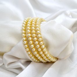 Jewels of Nepal 4pcs Faux Pearl Metal Bangles for Women