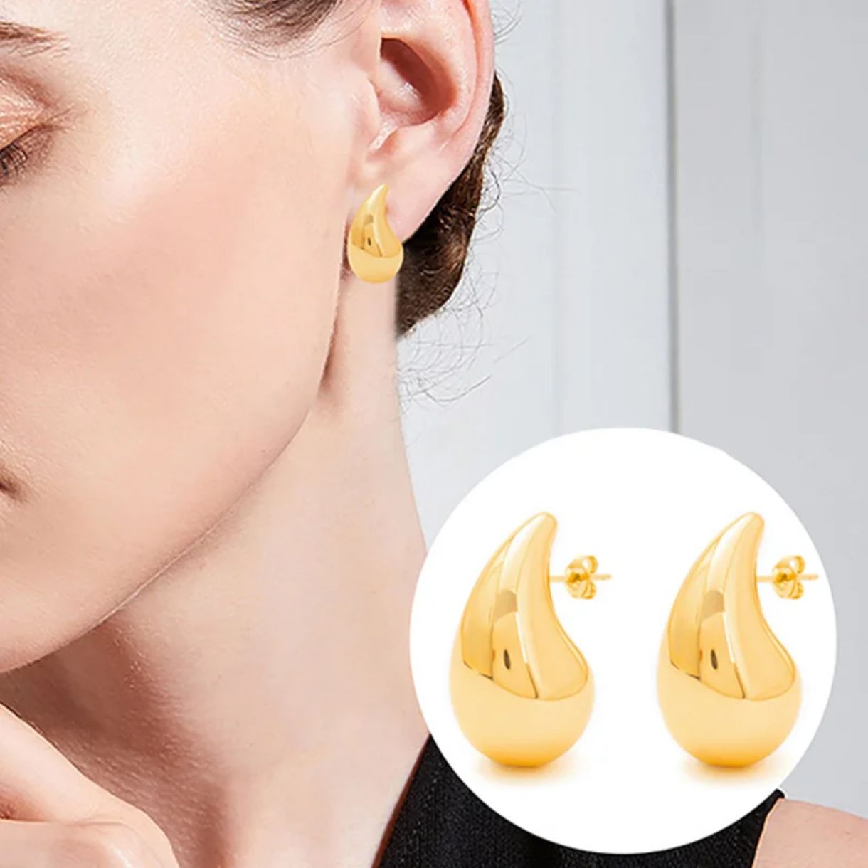 Jewels of Nepal Golden Bottega Copy Stud Earrings For Women - Image 3
