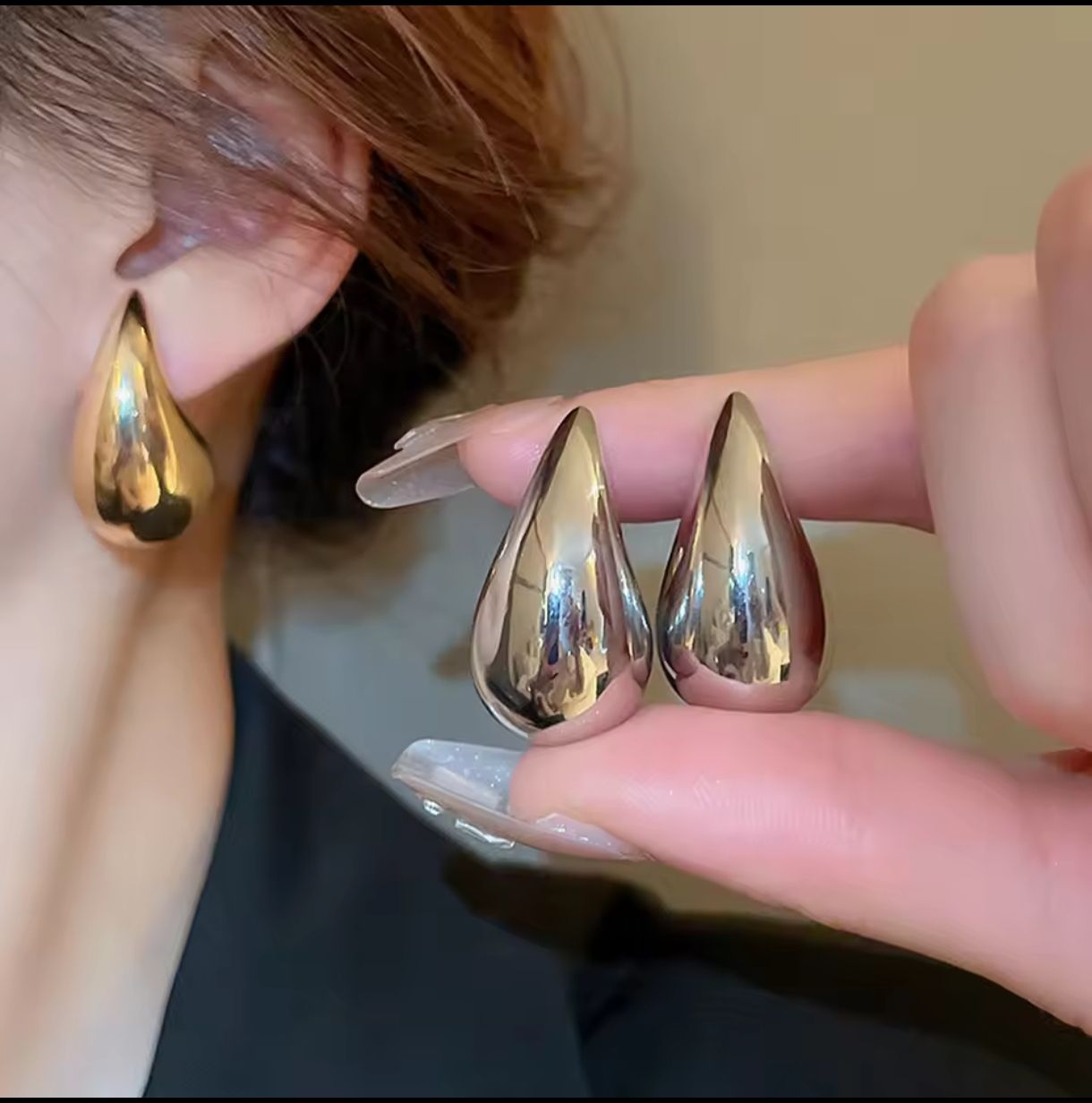 Jewels of Nepal Golden Bottega Copy Stud Earrings For Women - Image 4