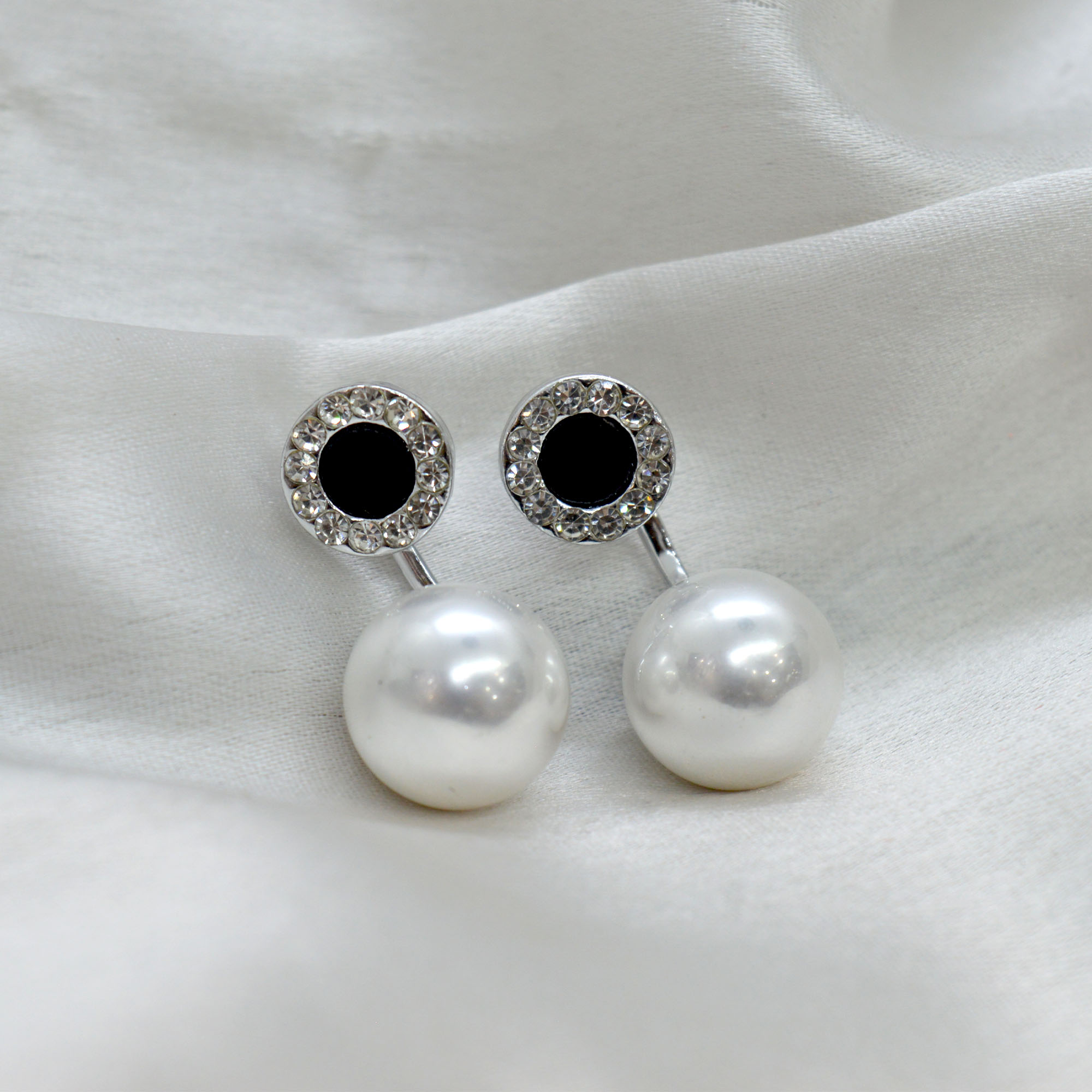 Jewels of Nepal Simulated Faux Stones With Pearl Stud Earrings For Women - Image 3