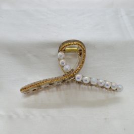 Jewels Of Nepal Trendy Infinity Style Faux Pearl Studded Hair Claw Clip For Women