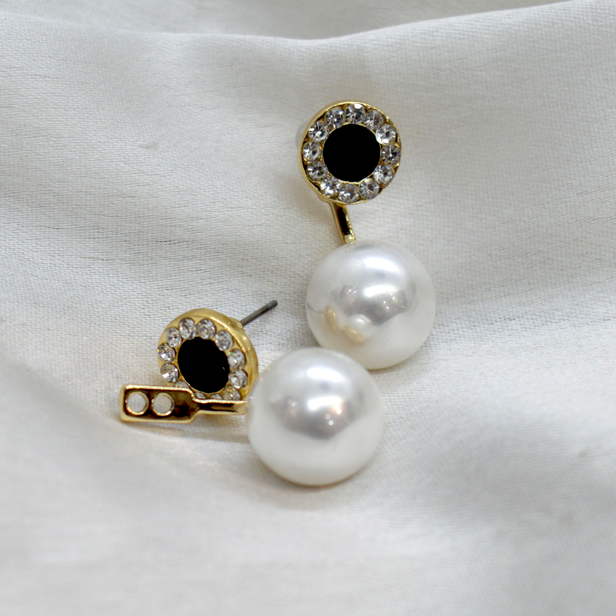 Jewels of Nepal Simulated Faux Stones With Pearl Stud Earrings For Women - Image 5