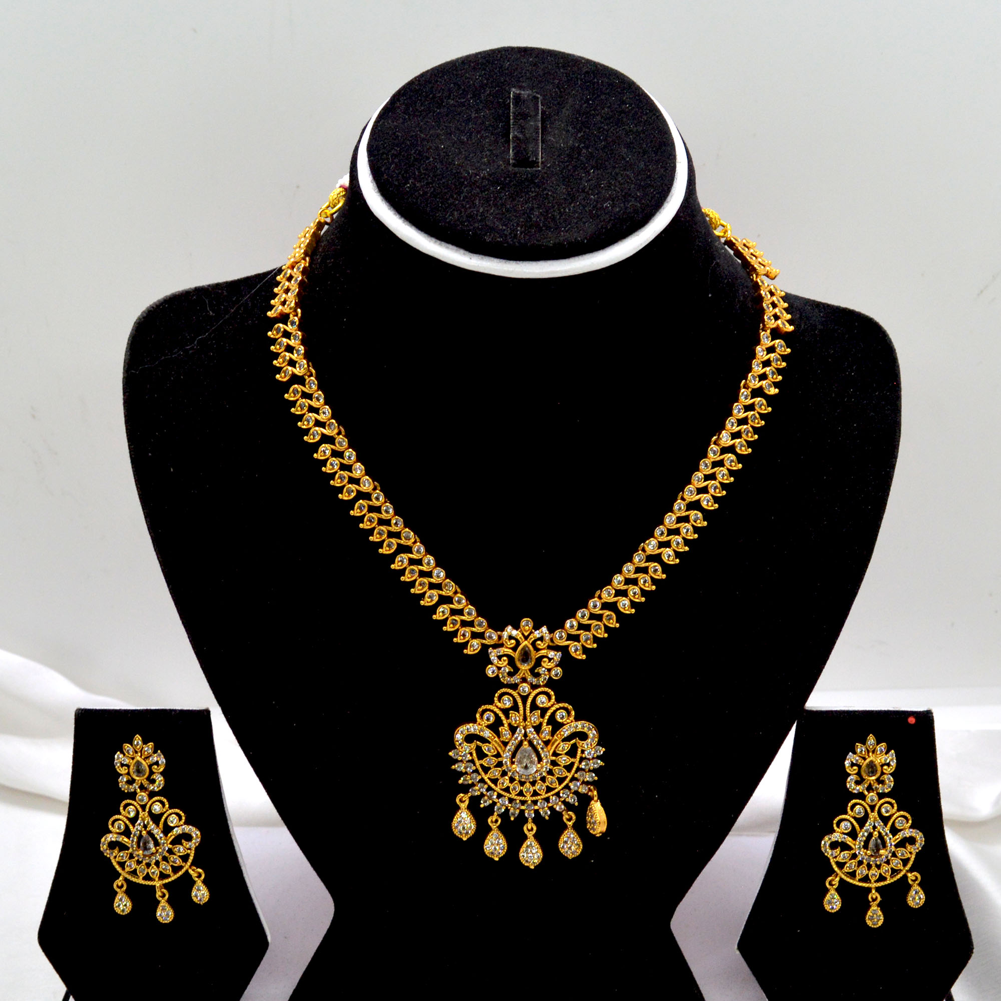Jewels of Nepal Stone Studded Adjustable Long Temple Necklace & Earrings Set for Women - Image 3