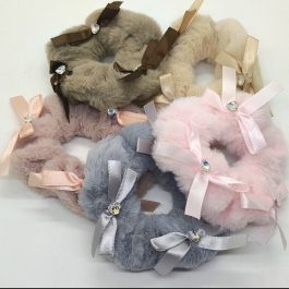 Jewels of Nepal Plush/Faux Fur Soft Hair Scrunchies for Women