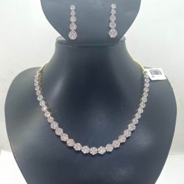 Jewels of Nepal Single Line Australian Diamond Necklace and Earrings / Jewelry Set for Women