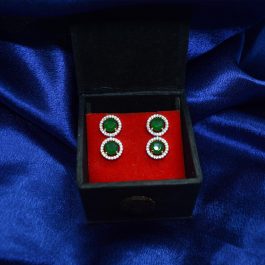 Jewels of Nepal Australian Diamond Double Circular Ear Studs for Women