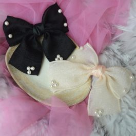 Jewels of Nepal Elegant Chiffon Silk Bow Clip with Faux Pearls for Women