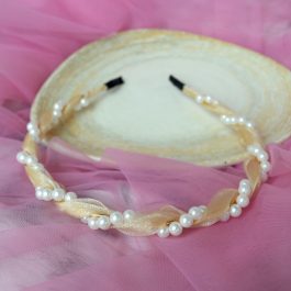 Jewels of Nepal Silk & Faux Pearl Twirled Cute Hairband for Girls