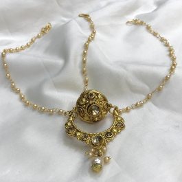 Jewels of Nepal Golden Stoned Rajasthani Maangtika for Women
