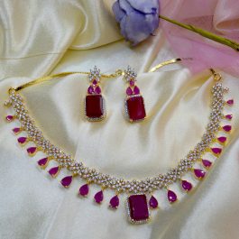Jewels of Nepal Australian Diamond 5A Grade Cubic Zirconia Intricate Designed Necklace and Earrings / Jewelry Set for Women