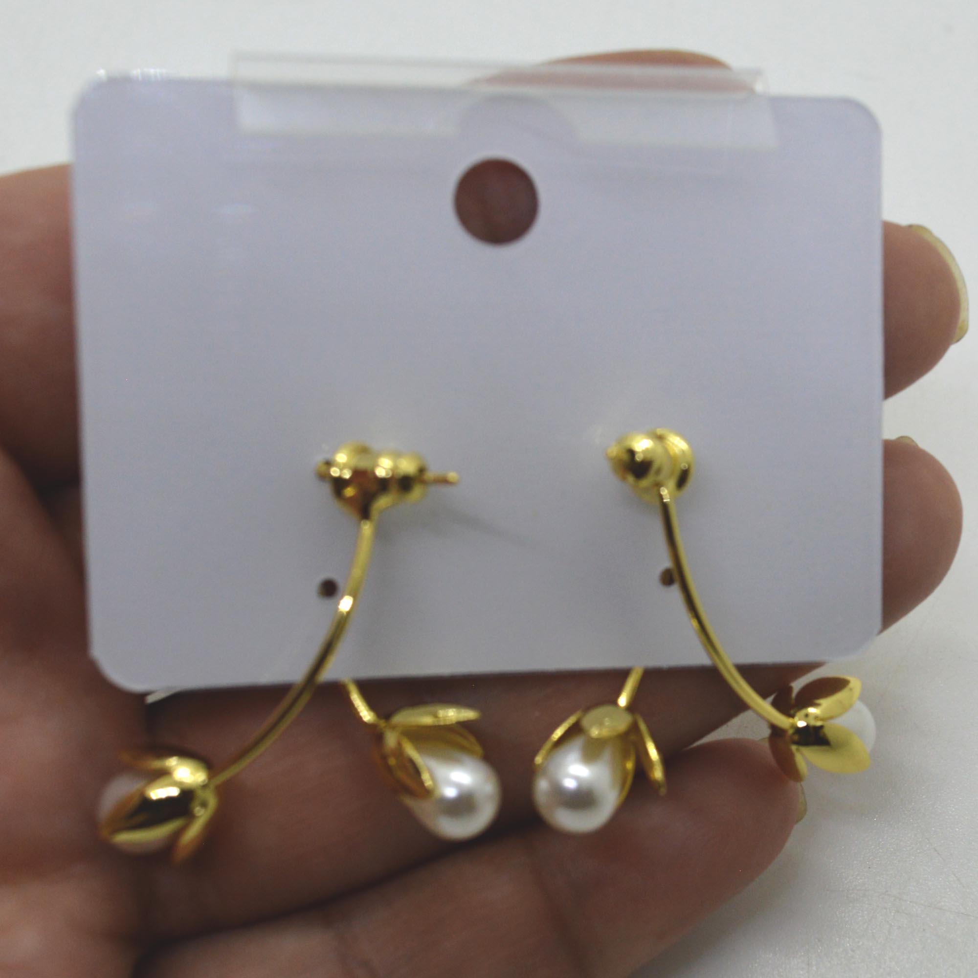 Jewels of Nepal Stainless Steel Tulip Designed Double Sided Earrings for Women - Image 3