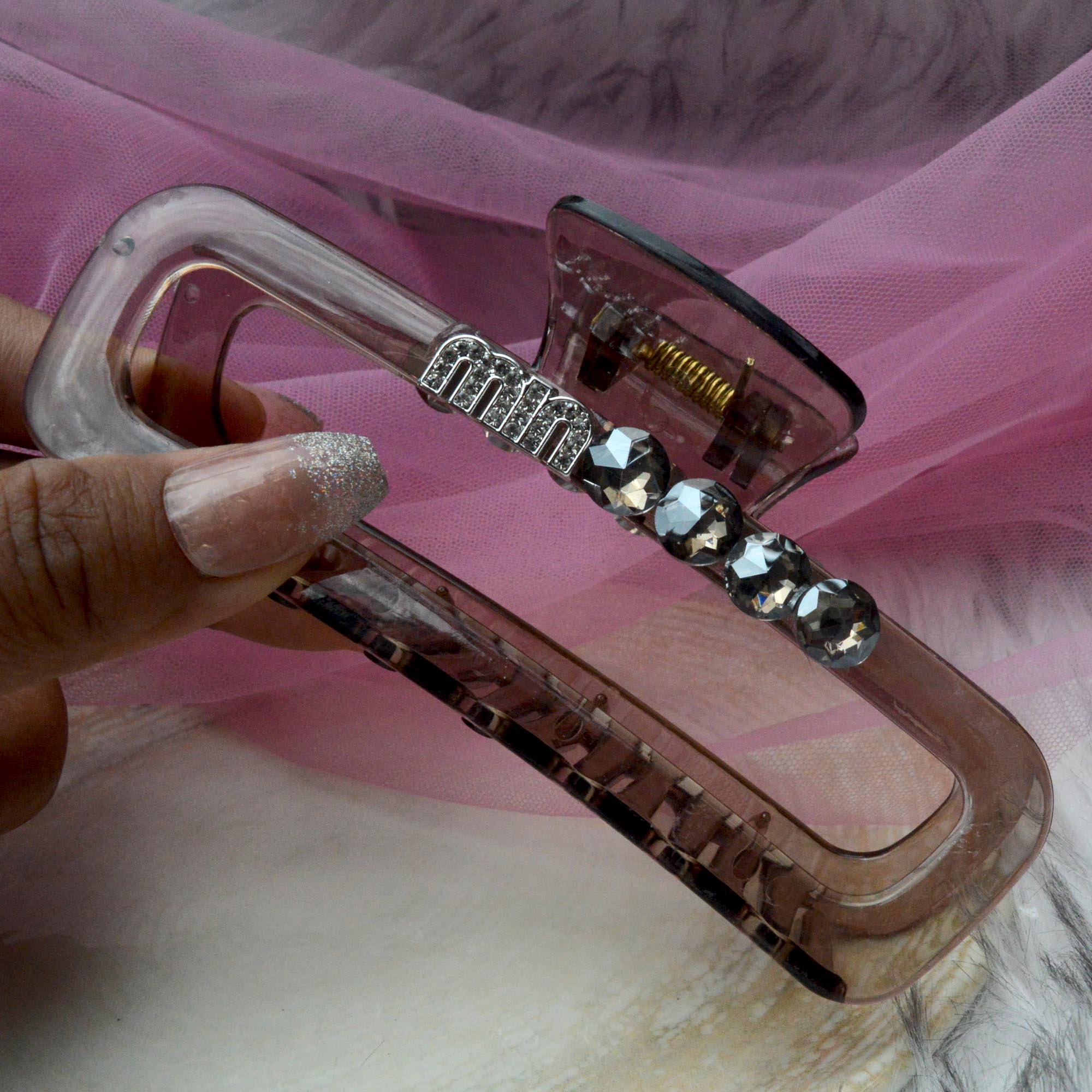 Jewels of Nepal Long Transparent Hair Claw Clip for Women - Image 5