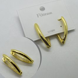 Jewels Of Nepal Stainless Steel Elongated Design Juli Style Stone Studded Hoop Earrings For Women