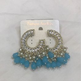 Jewels of Nepal Faux Kundan Style Crescent Moon Drop Earrings for Women